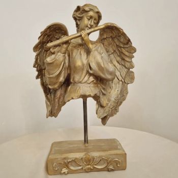 مجسمه رومیزی پلی‌استری فرشته فلوت‌زن